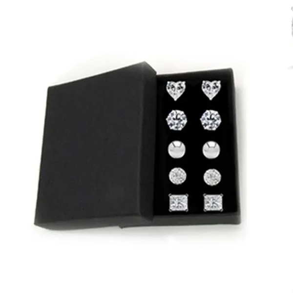 5-Pair Set: Sterling Silver Crystal Stud Set Made with Swarovski Elements