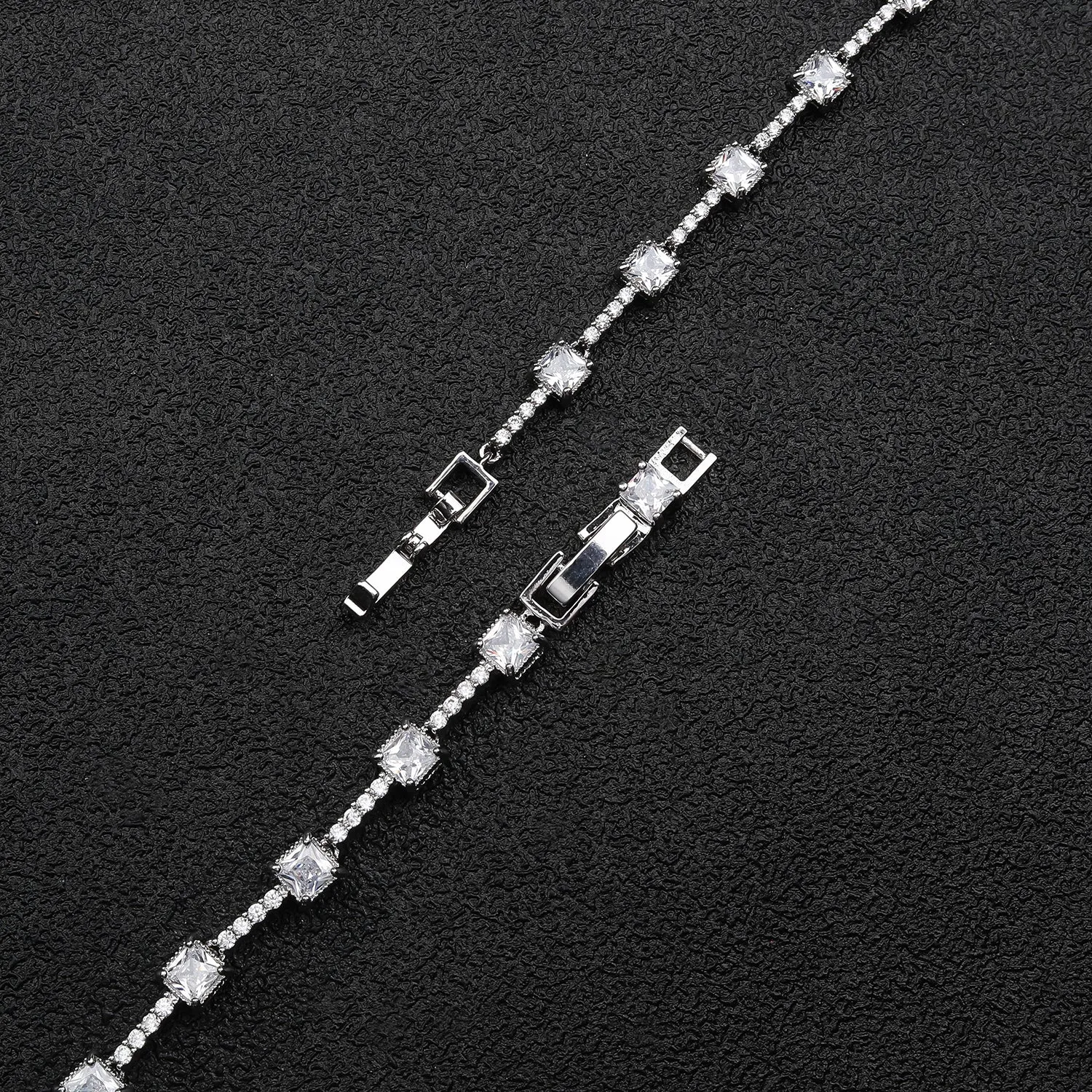 5A Cubic Zirconia Silver Bracelet Chains Simple for Women CK10140