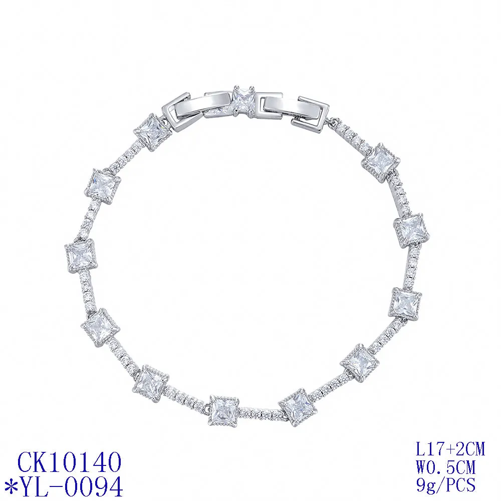 5A Cubic Zirconia Silver Bracelet Chains Simple for Women CK10140