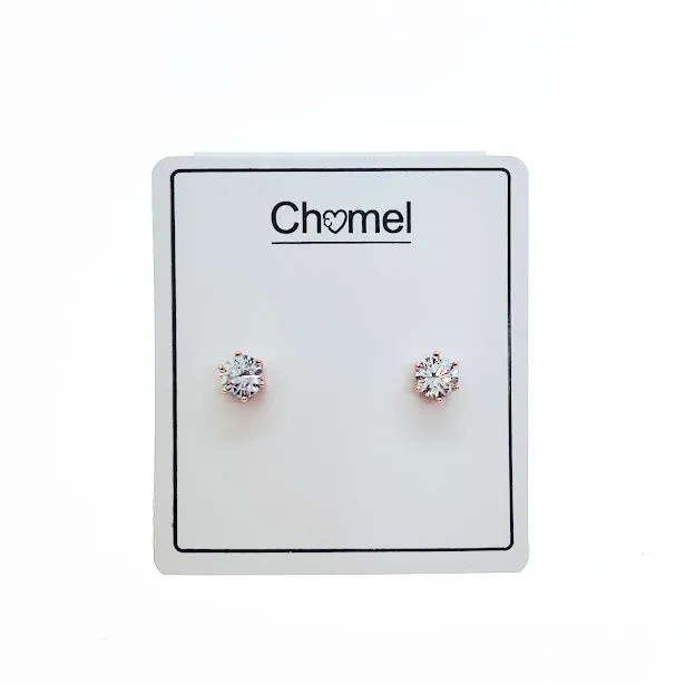 6mm Cubic Zirconia Solitaire Earring