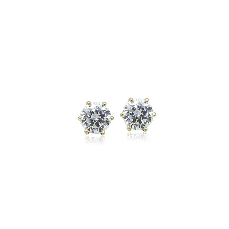 6mm Cubic Zirconia Solitaire Earring