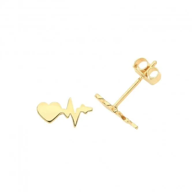 9ct Yellow Gold Heartbeat Stud Earrings ES1651