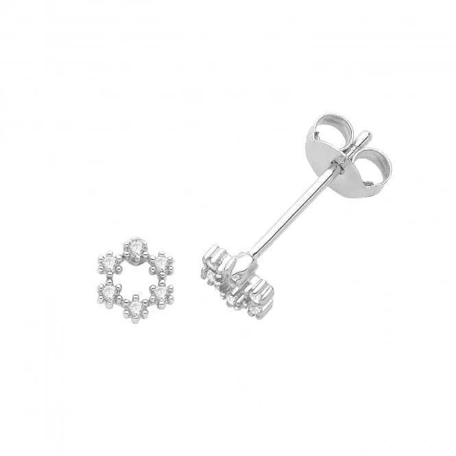 Acotis Silver Stud Earrings Zirconia Flower G51313