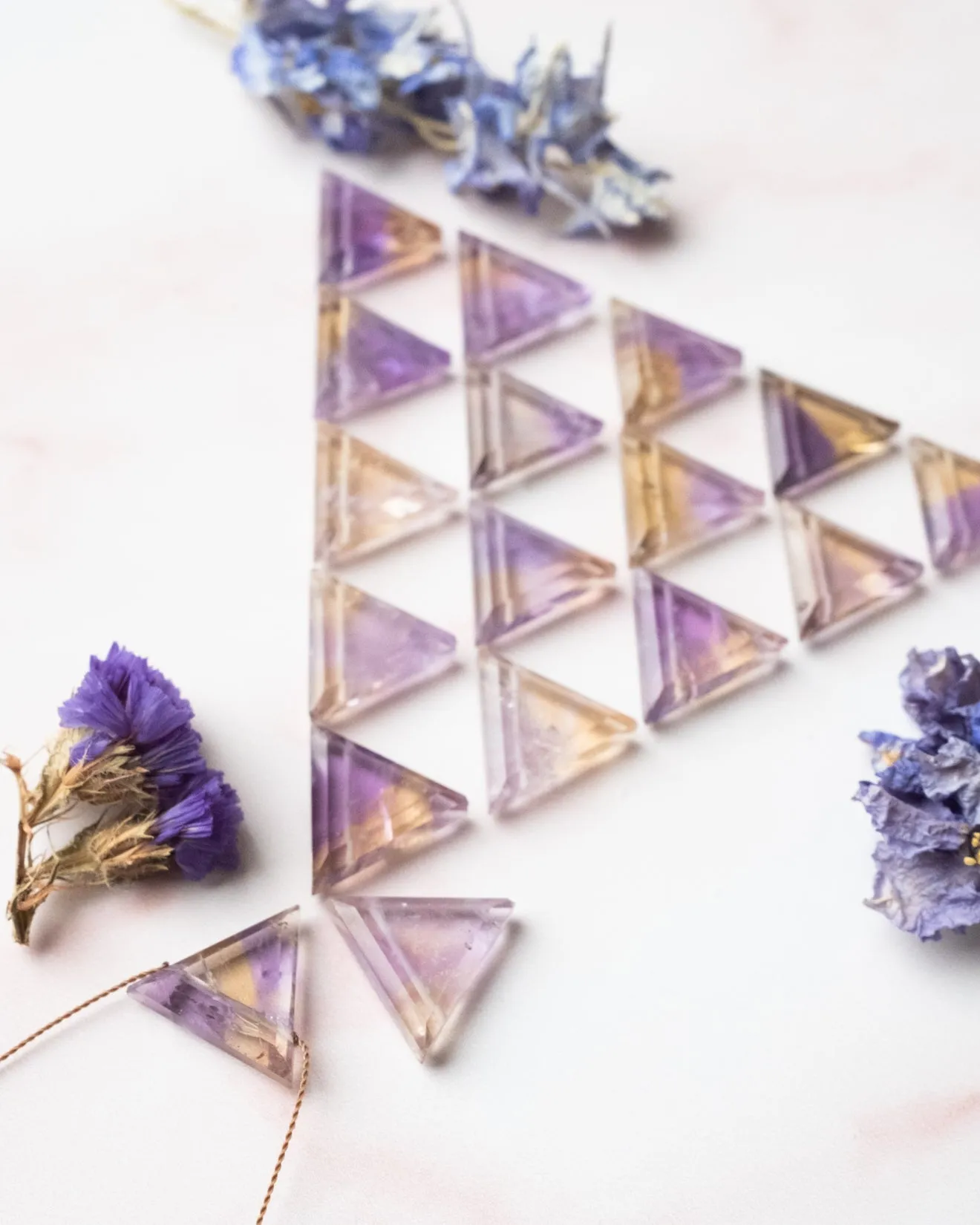 Ametrine Triangle Vegan Silk Necklace