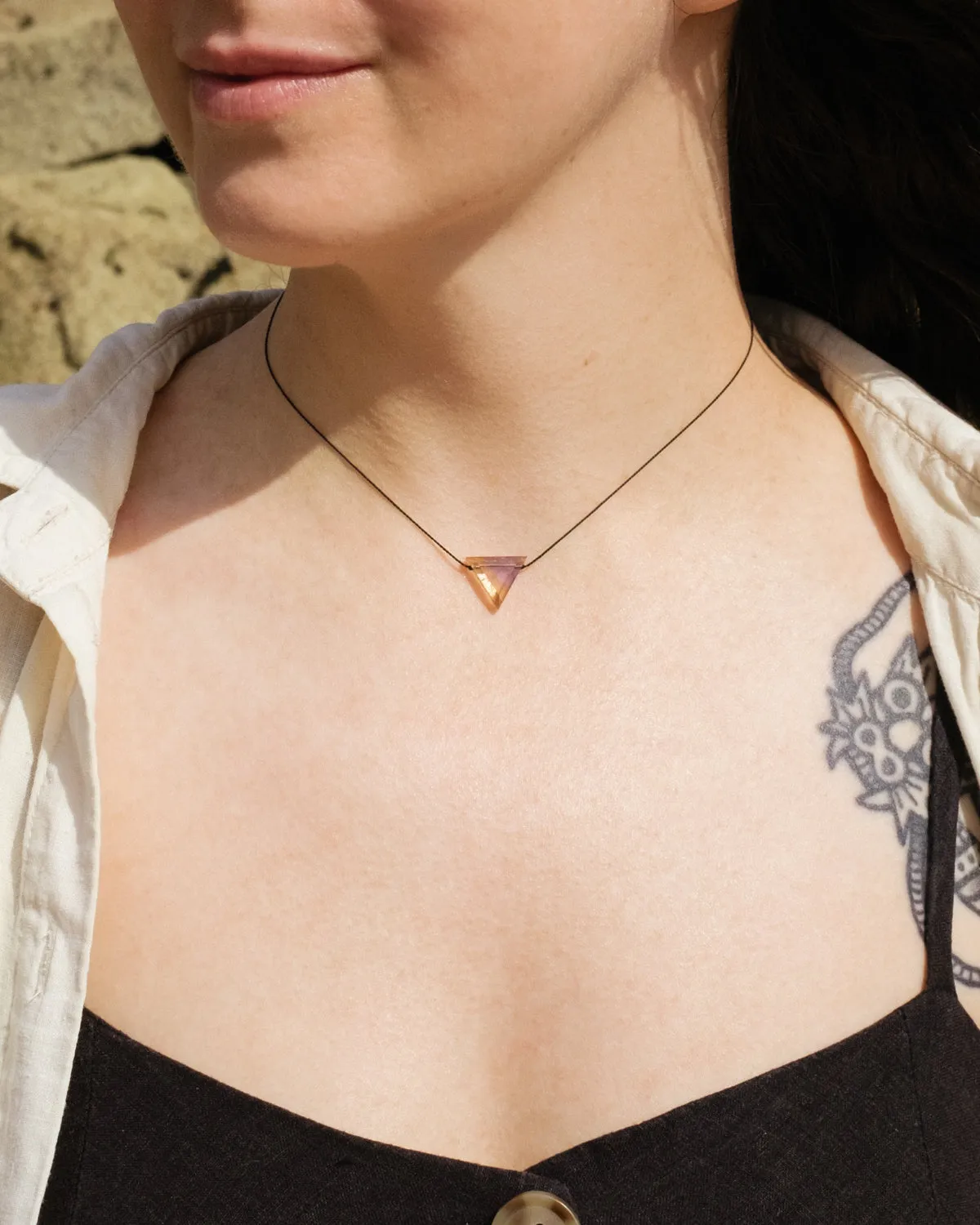 Ametrine Triangle Vegan Silk Necklace