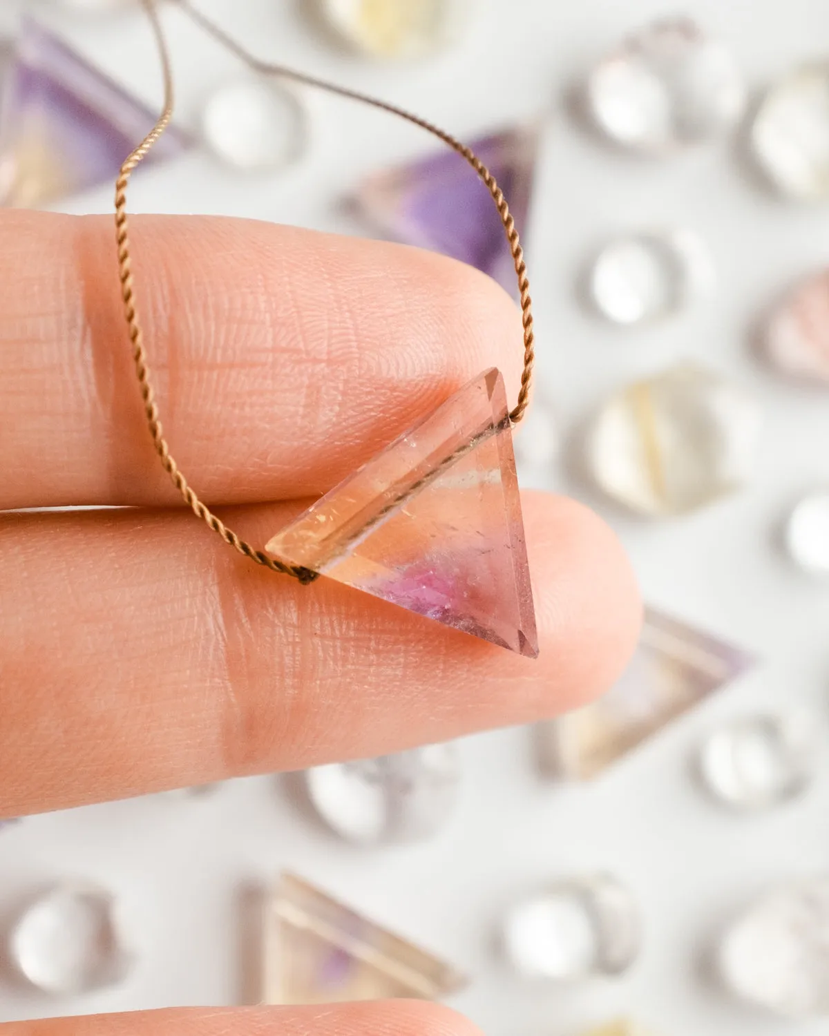 Ametrine Triangle Vegan Silk Necklace