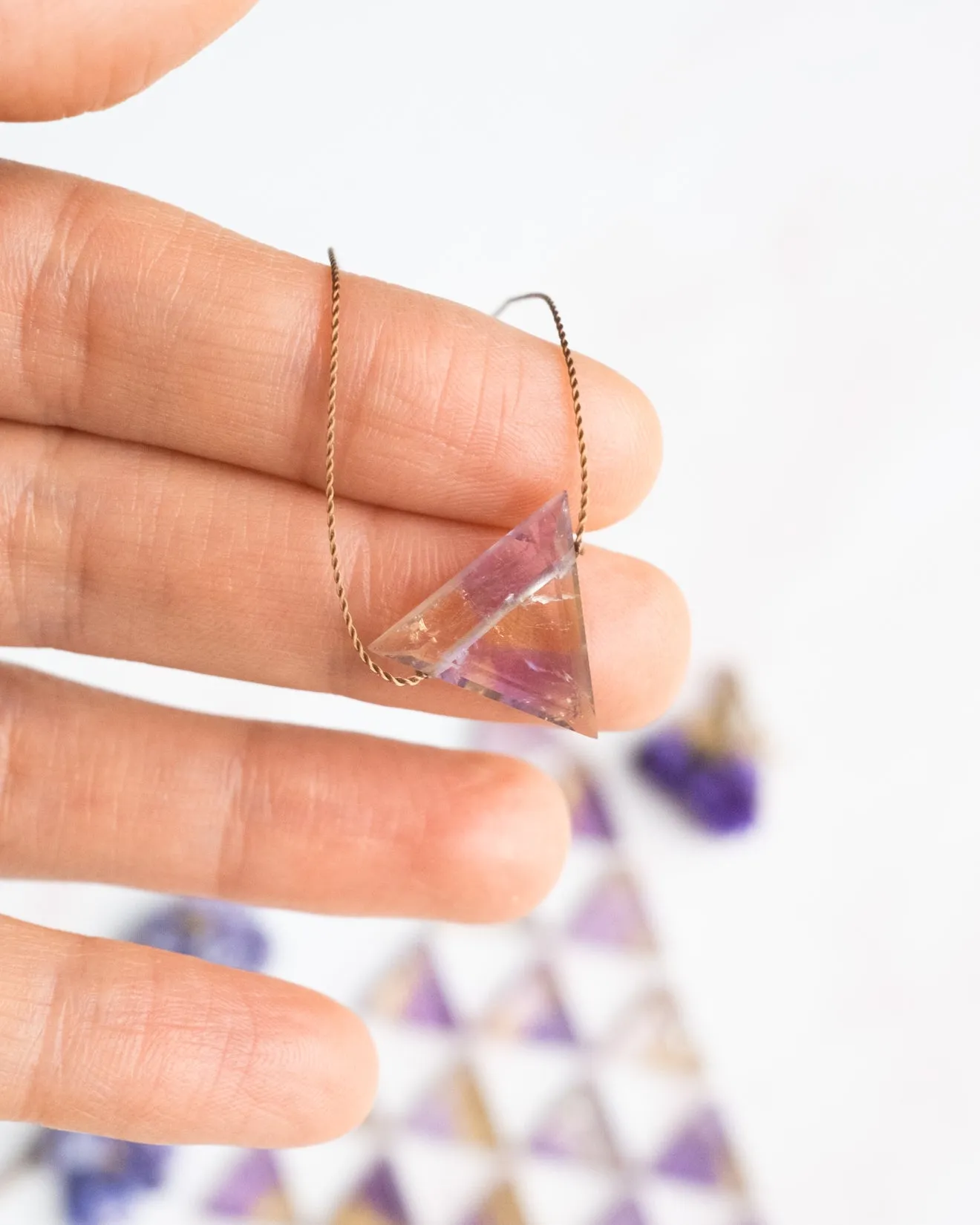 Ametrine Triangle Vegan Silk Necklace