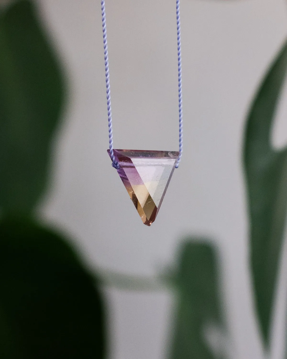 Ametrine Triangle Vegan Silk Necklace