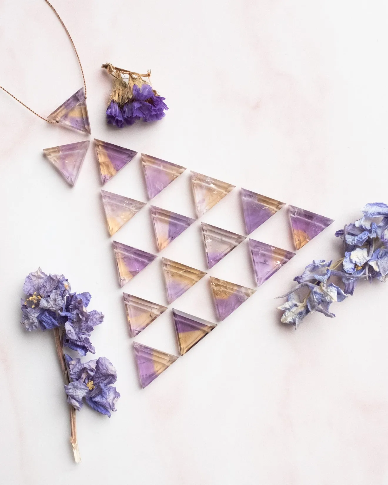 Ametrine Triangle Vegan Silk Necklace