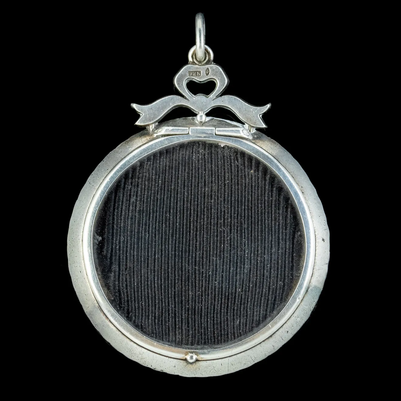 Antique Edwardian Paste Photo Locket Pendant Sterling Silver Circa 1915