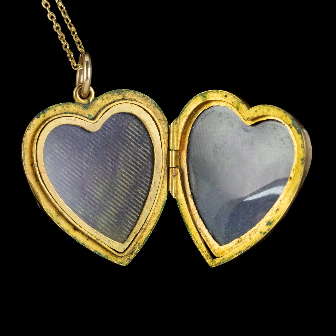 Antique Victorian Heart Locket Necklace 9ct Gold Circa 1900