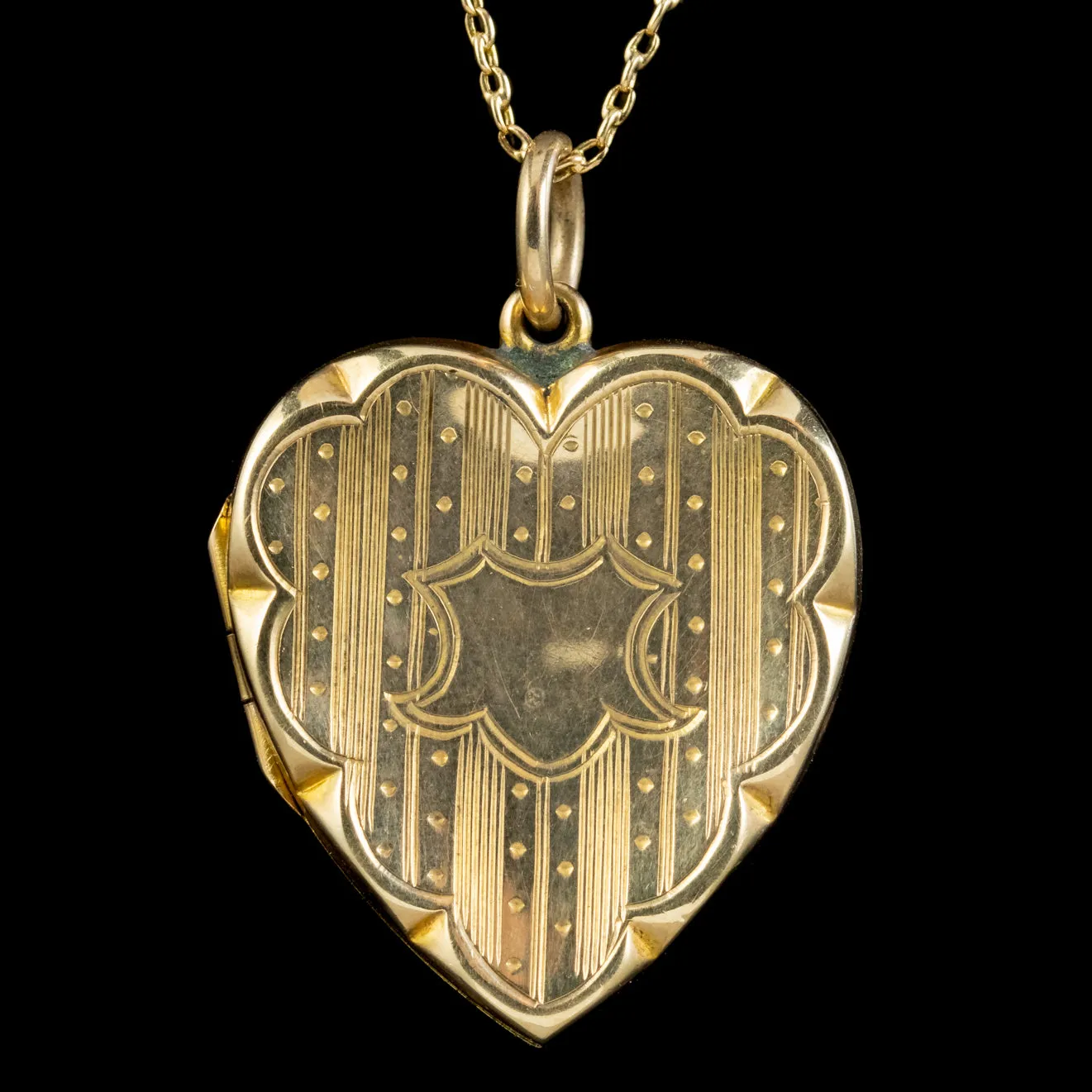 Antique Victorian Heart Locket Necklace 9ct Gold Circa 1900