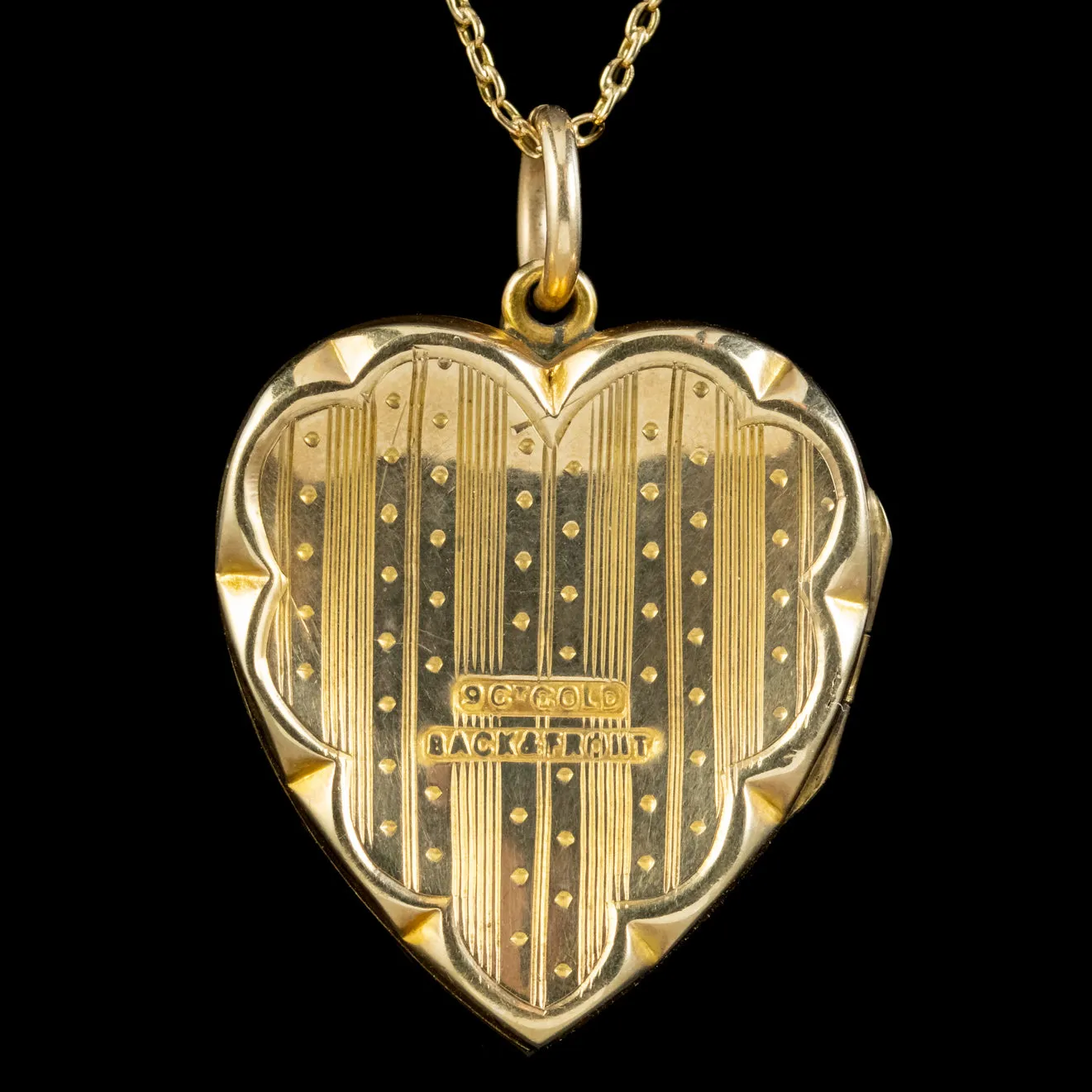 Antique Victorian Heart Locket Necklace 9ct Gold Circa 1900