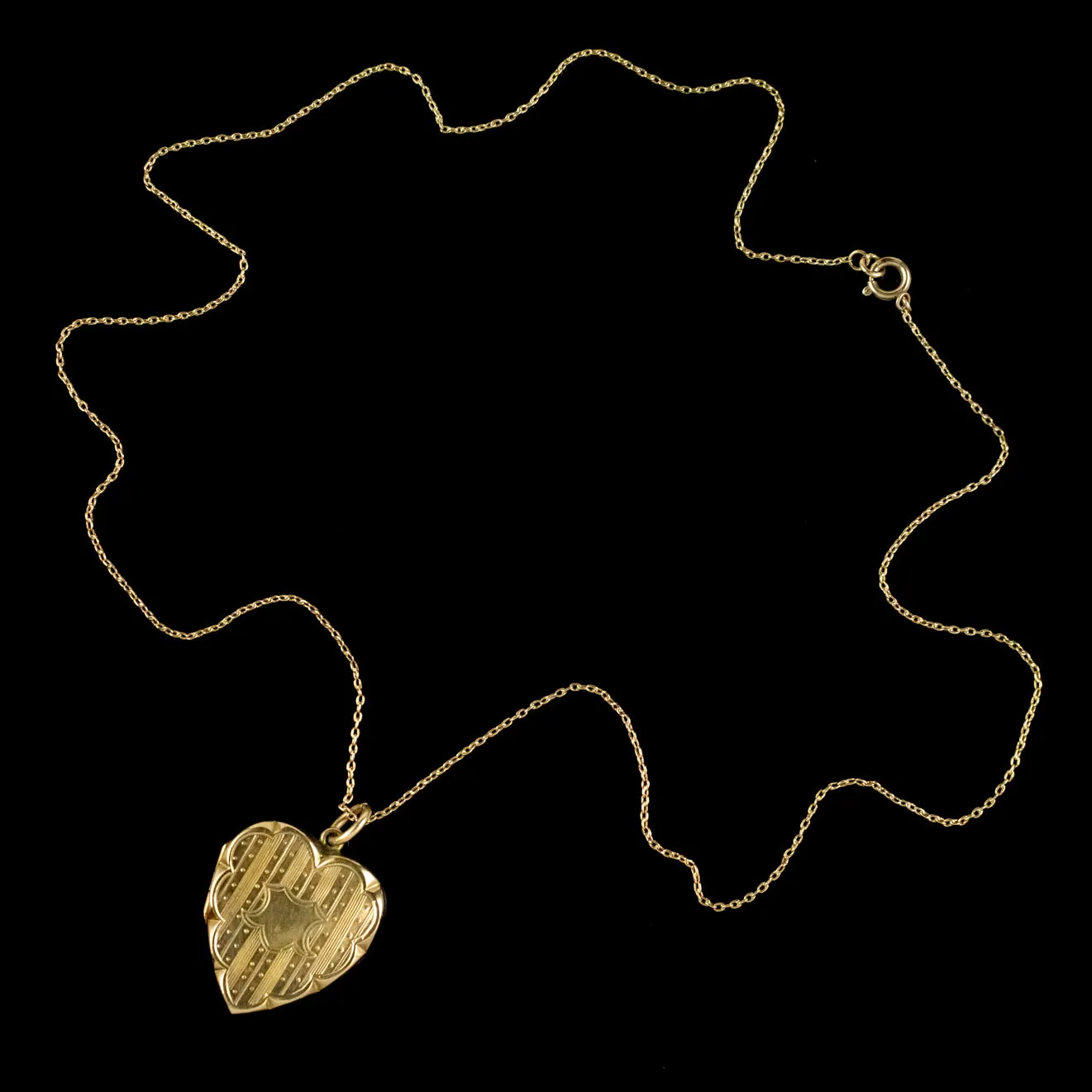 Antique Victorian Heart Locket Necklace 9ct Gold Circa 1900