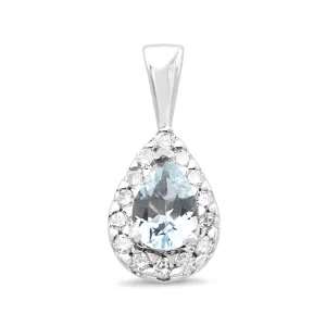 Aquamarine & Diamond Pendant - 18ct White Gold