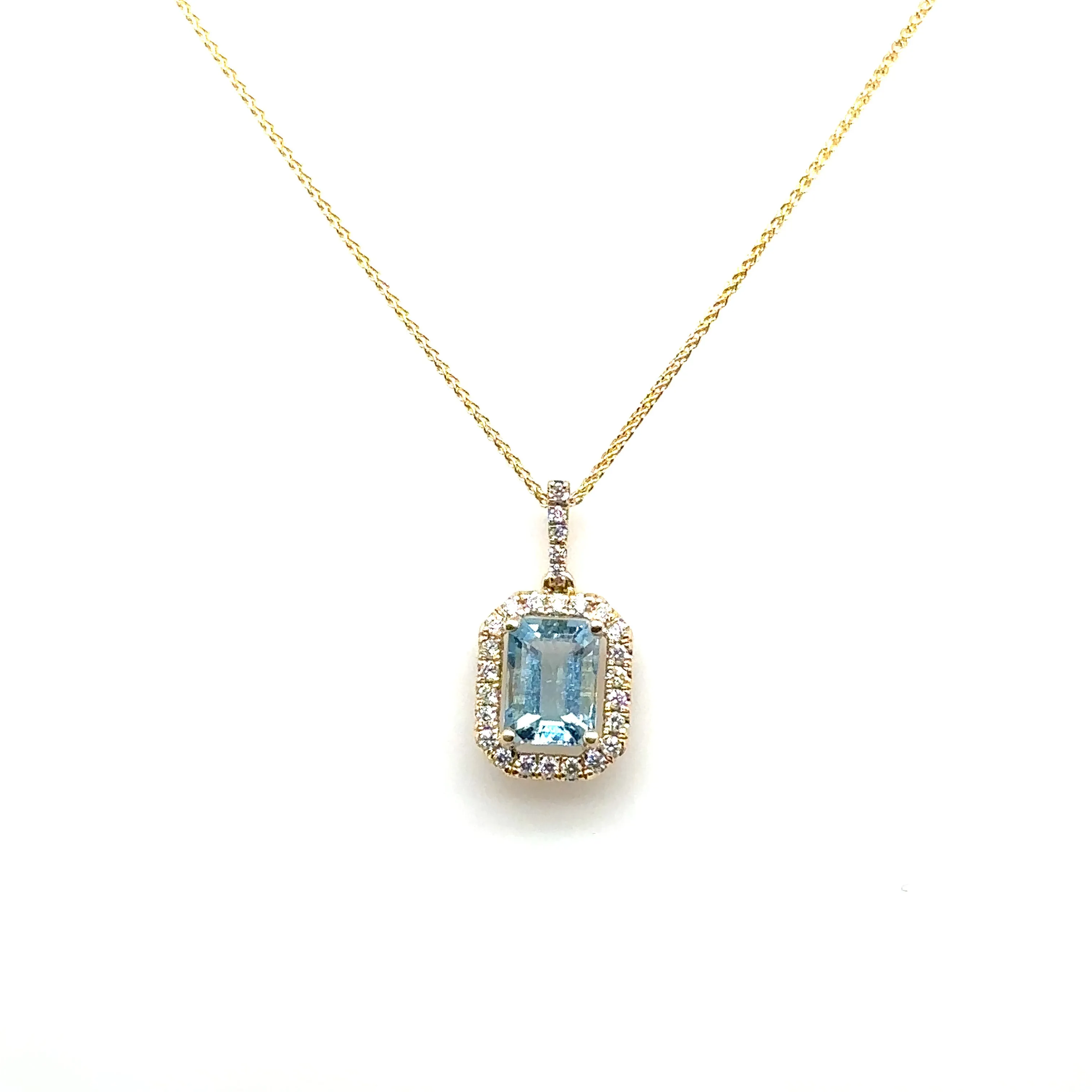 Aquamarine & Diamond Stone Pendant