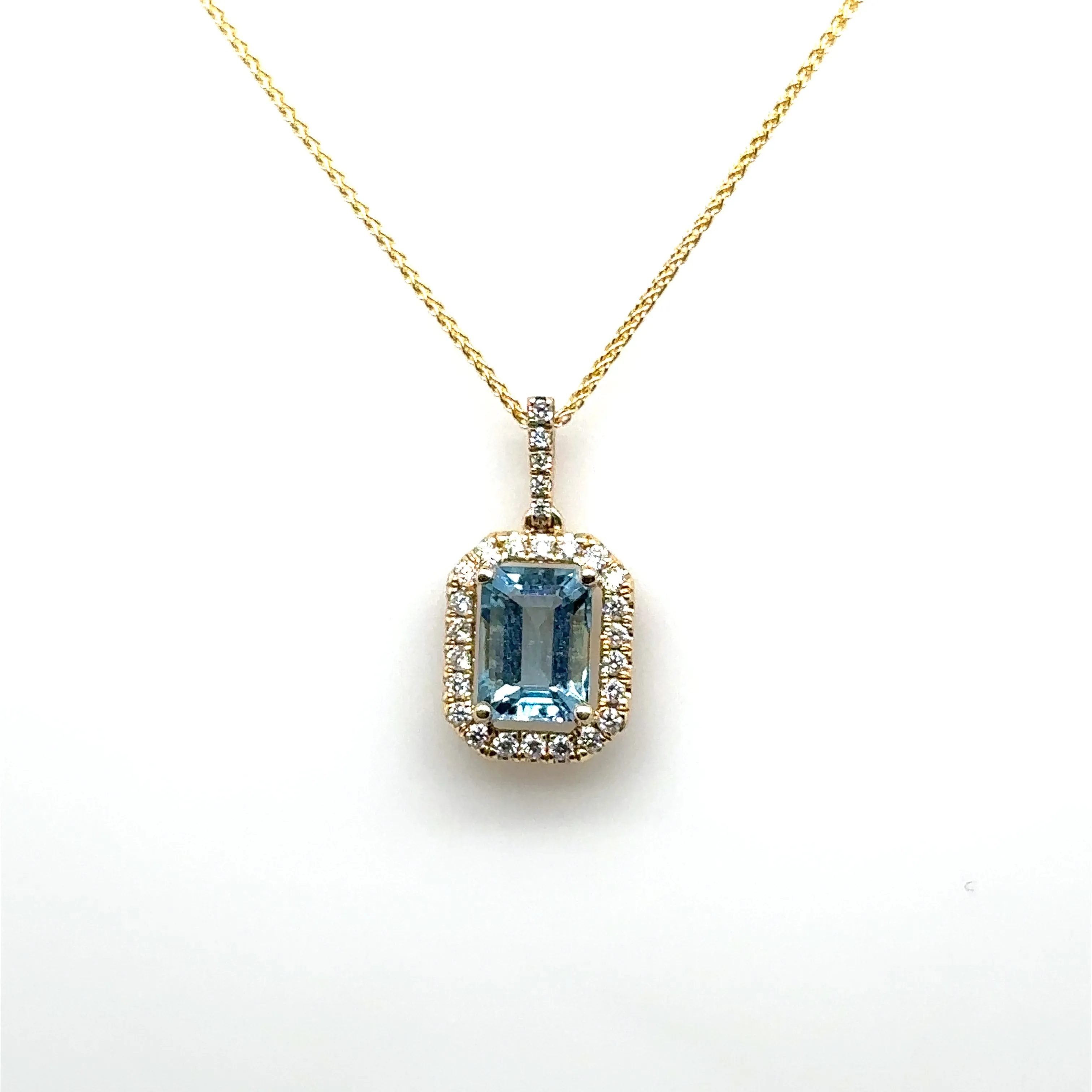 Aquamarine & Diamond Stone Pendant