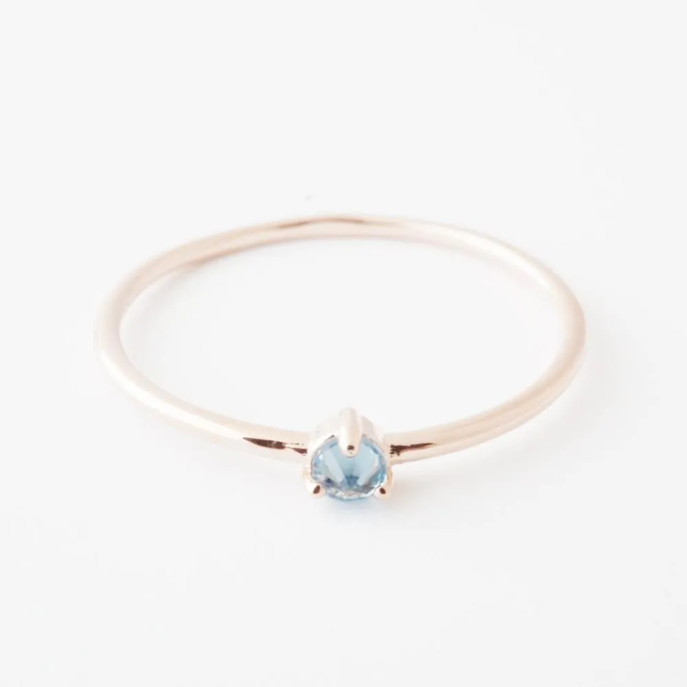 Aquamarine Crystal Point Solitaire Ring