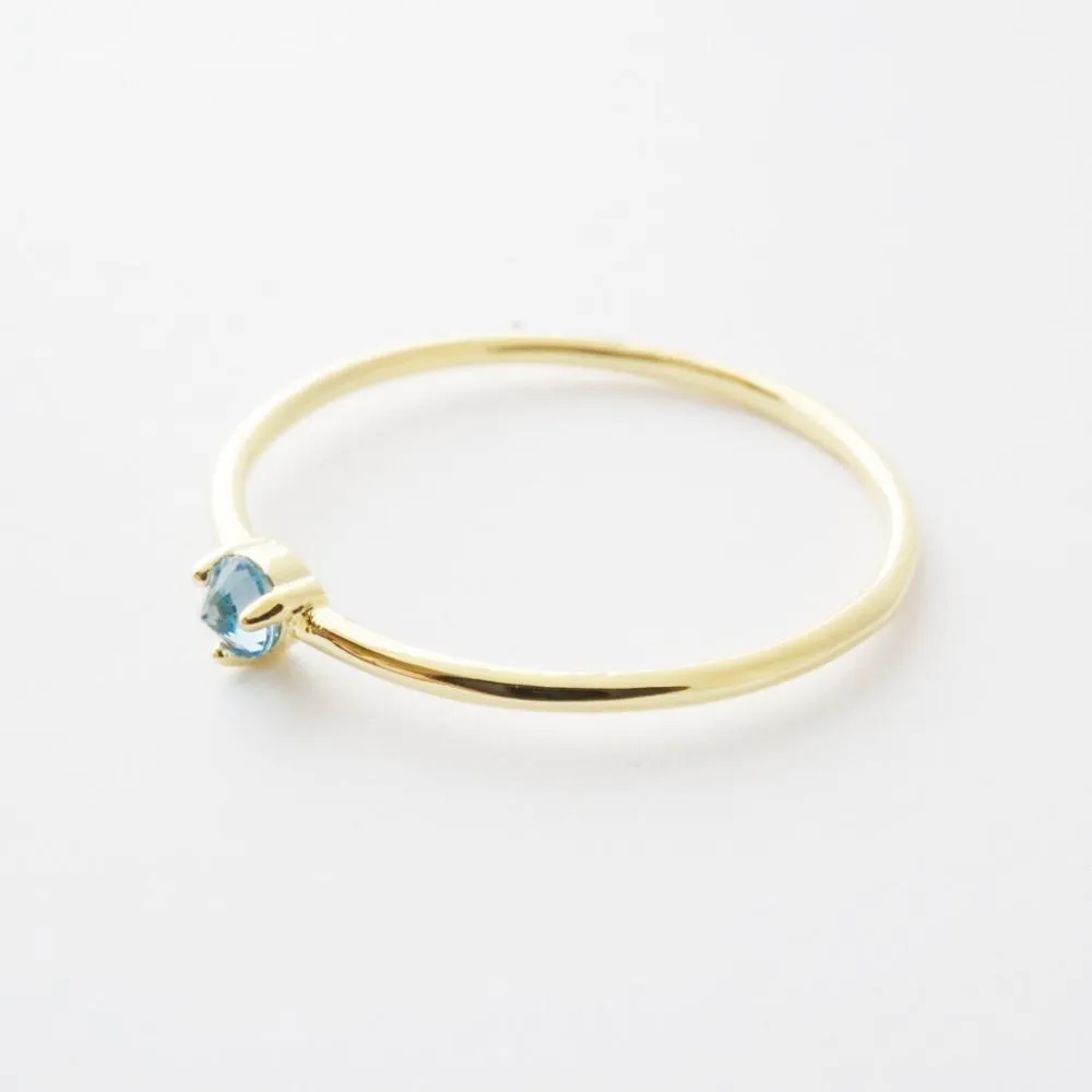 Aquamarine Crystal Point Solitaire Ring