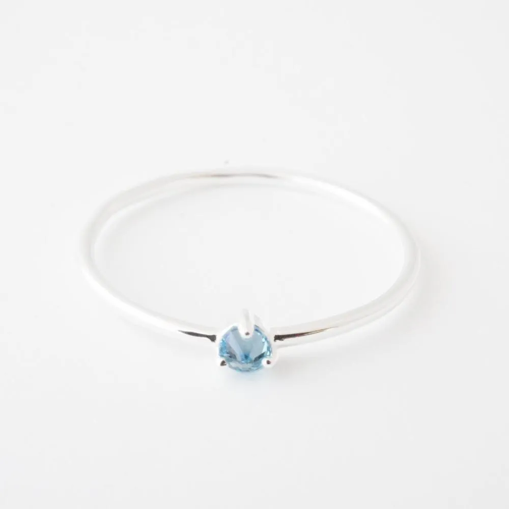 Aquamarine Crystal Point Solitaire Ring