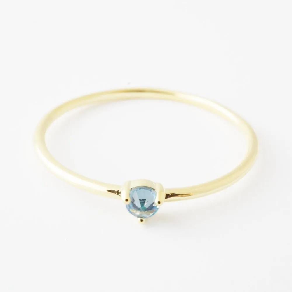 Aquamarine Crystal Point Solitaire Ring