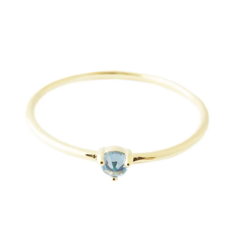 Aquamarine Crystal Point Solitaire Ring