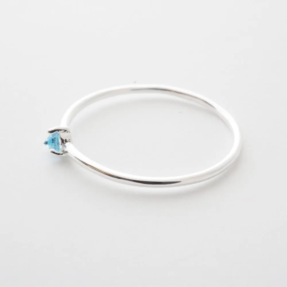 Aquamarine Crystal Point Solitaire Ring