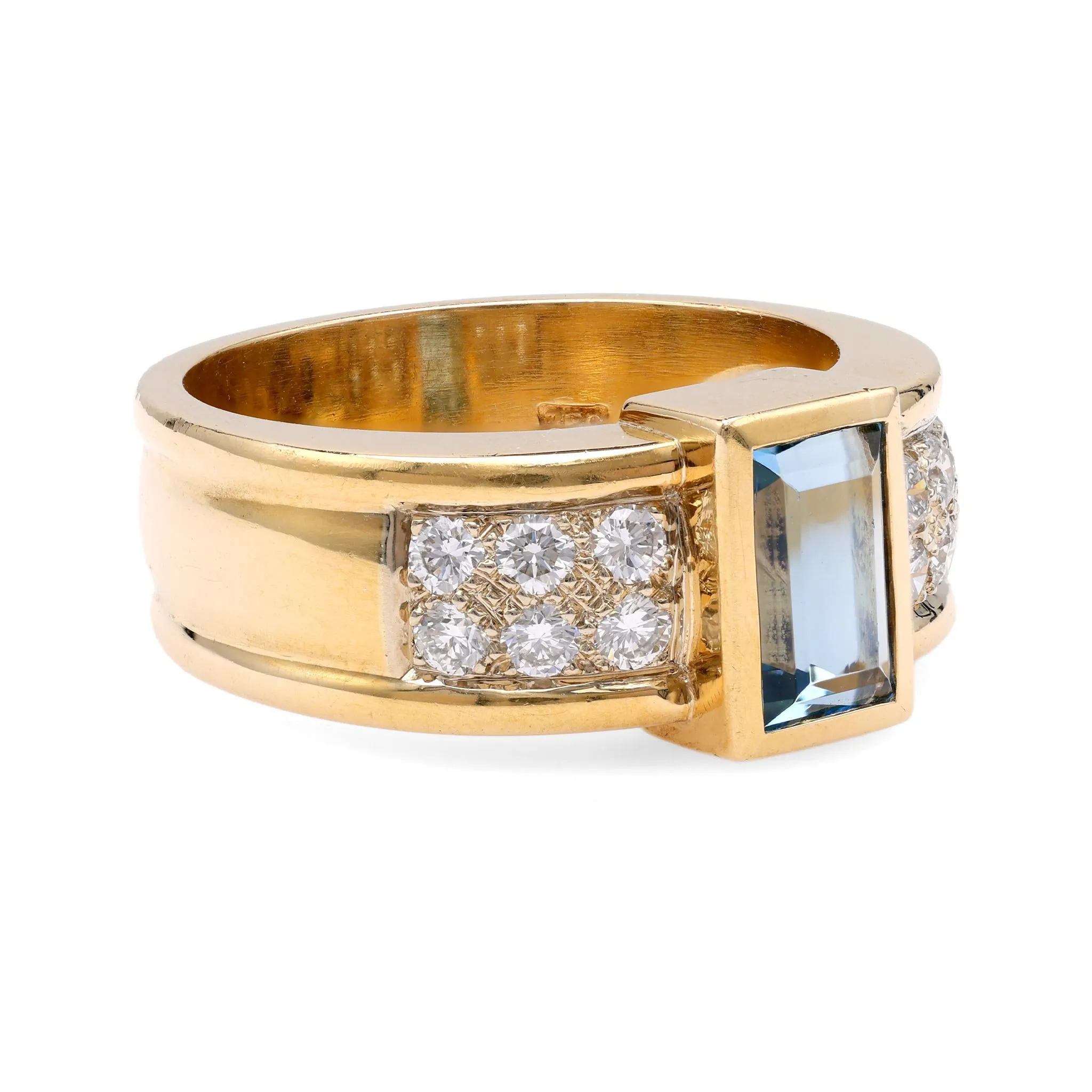 Aquamarine Diamond Gold Ring