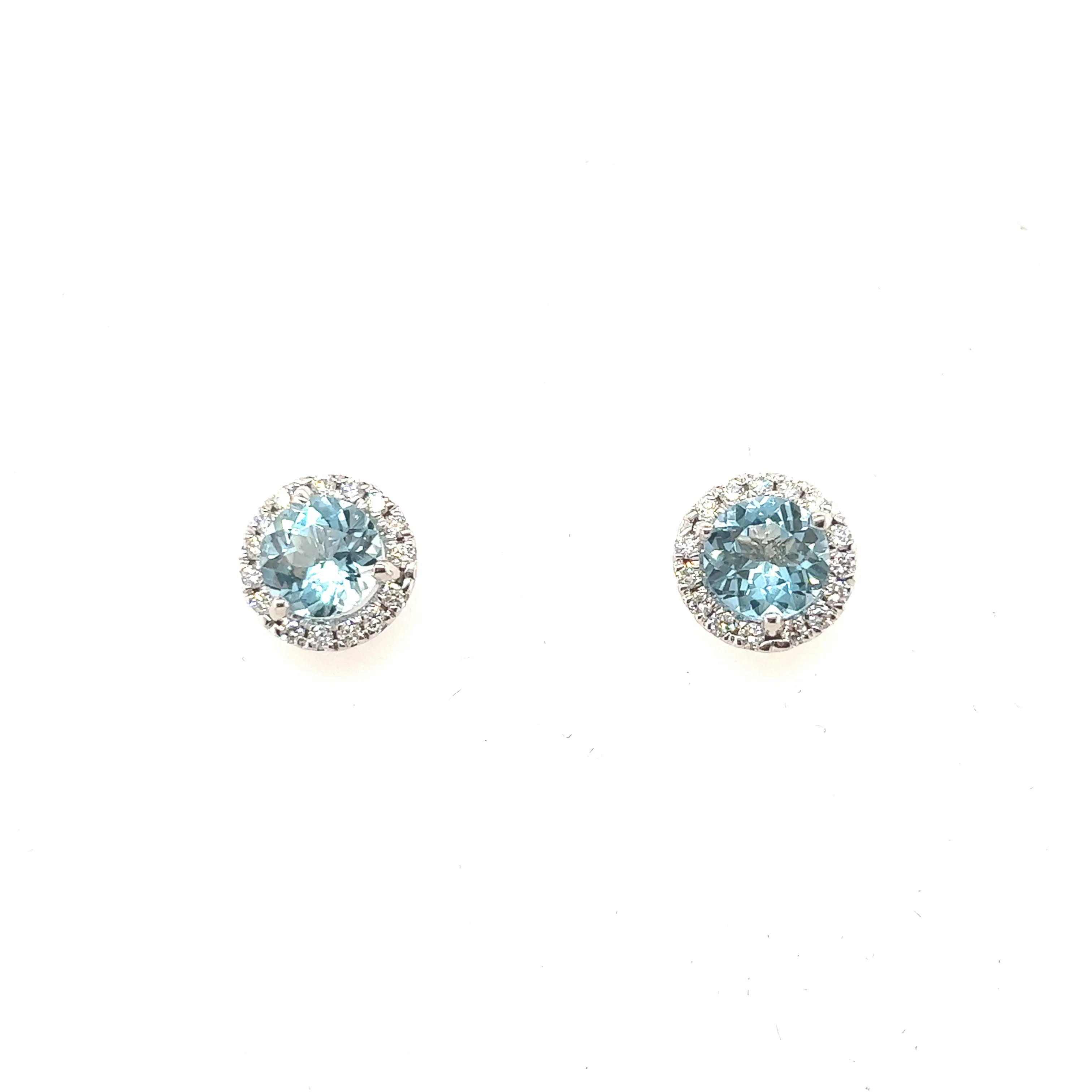 Aquamarine Halo Earrings