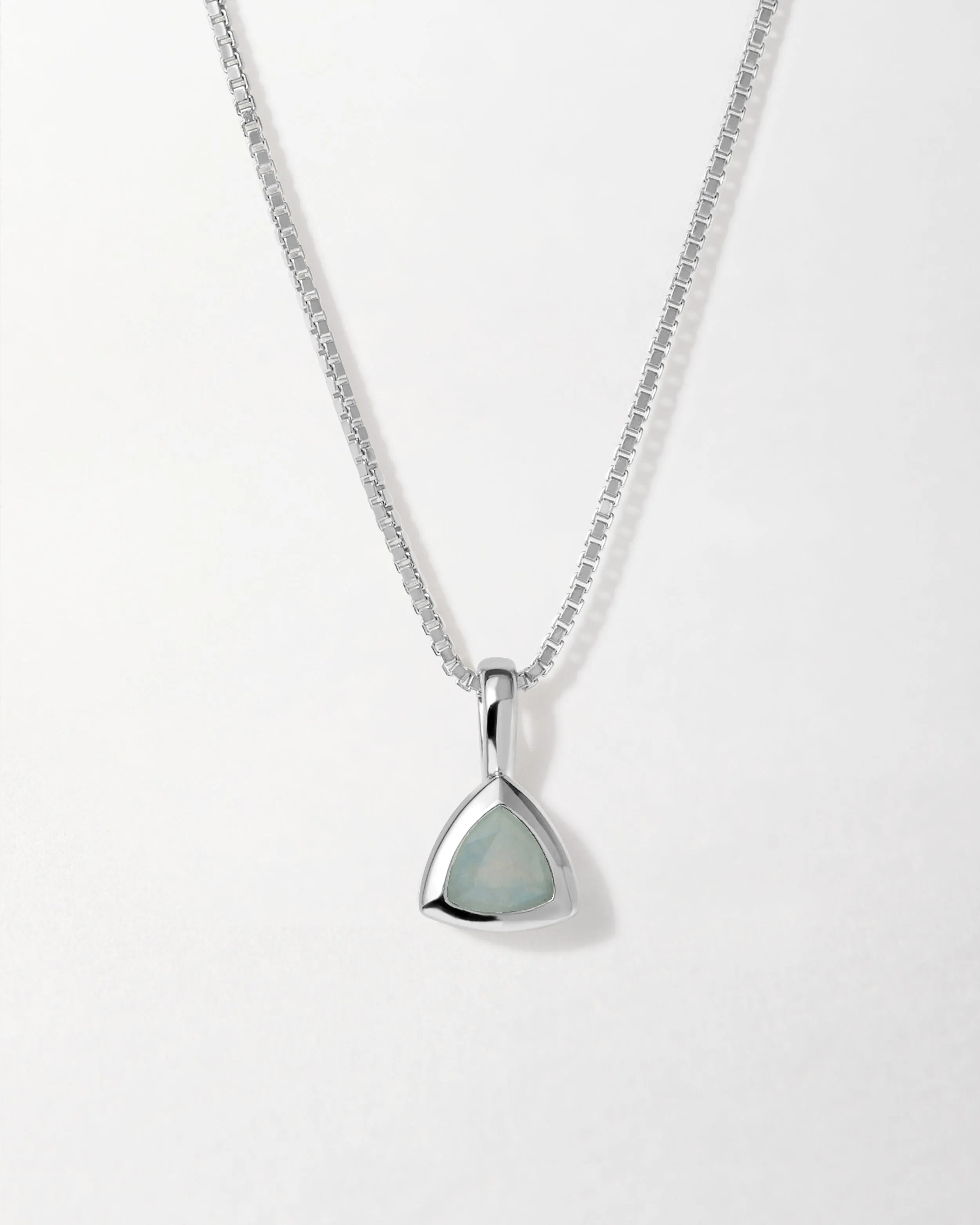 Aquamarine March Birthstone Necklace - Silver