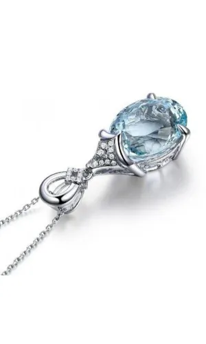 AQUAMARINE Silver Mermaid Necklace