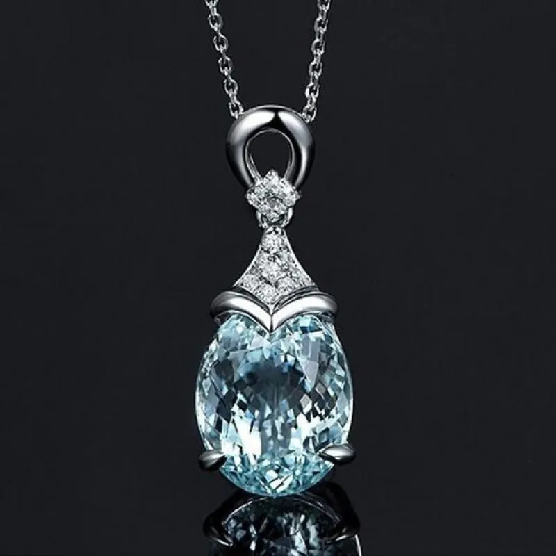 AQUAMARINE Silver Mermaid Necklace