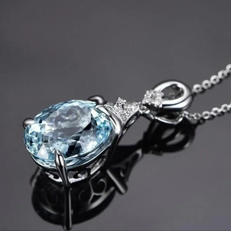 AQUAMARINE Silver Mermaid Necklace