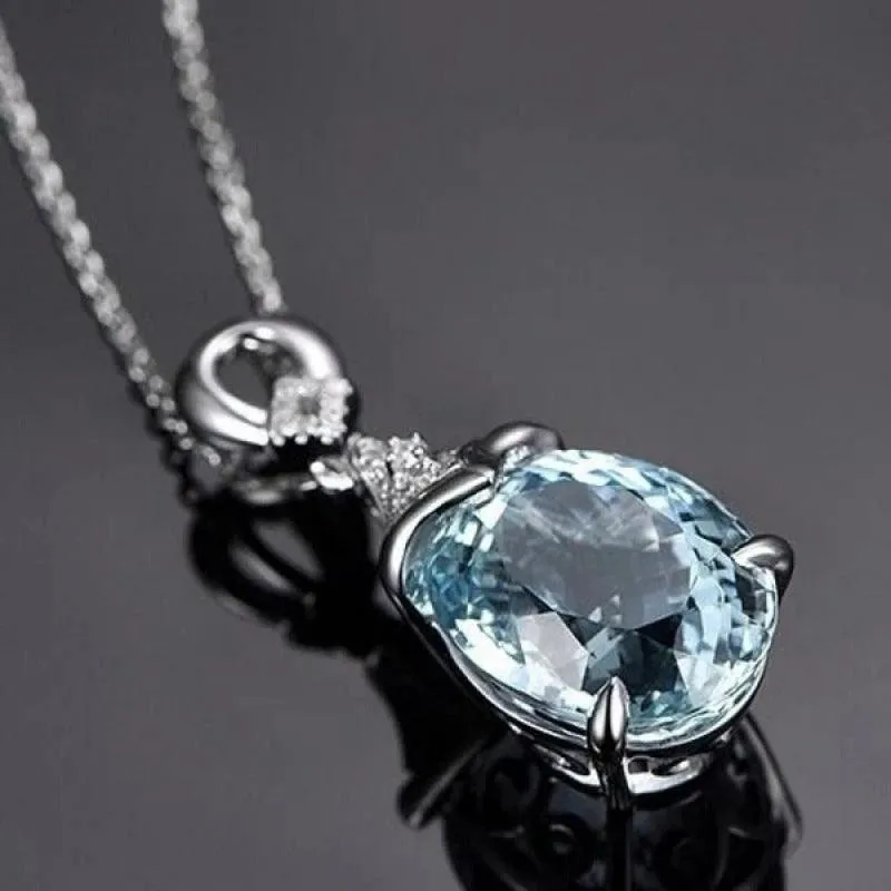 AQUAMARINE Silver Mermaid Necklace