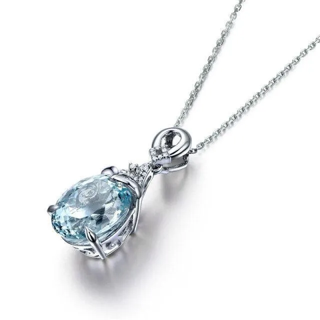 AQUAMARINE Silver Mermaid Necklace