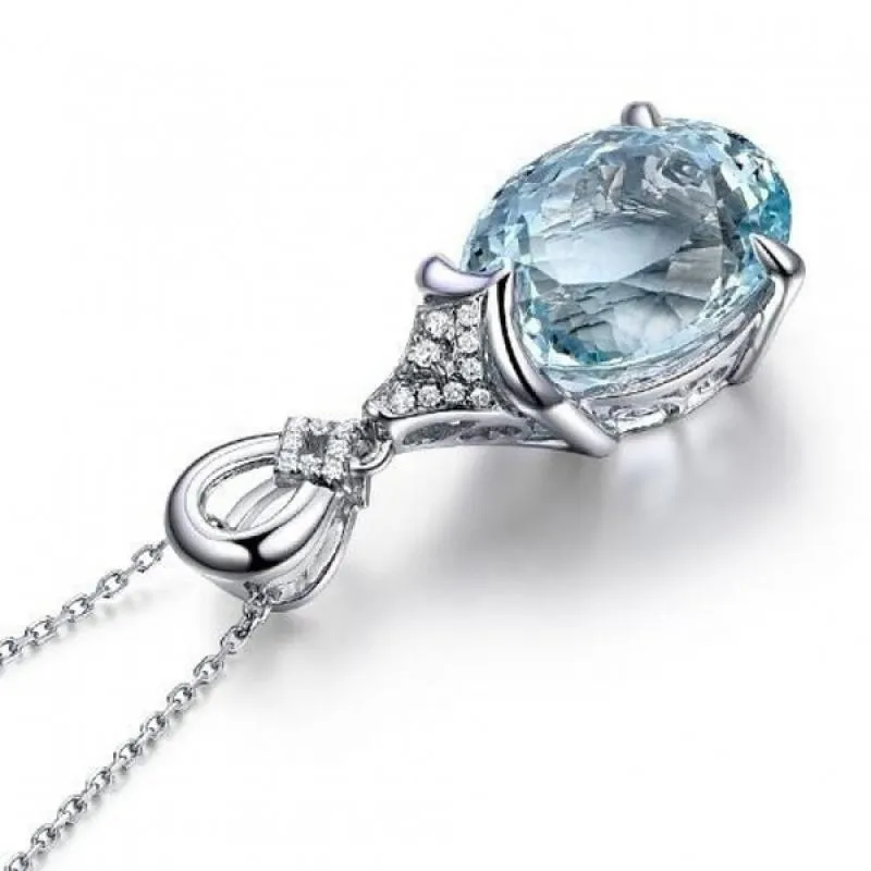 AQUAMARINE Silver Mermaid Necklace