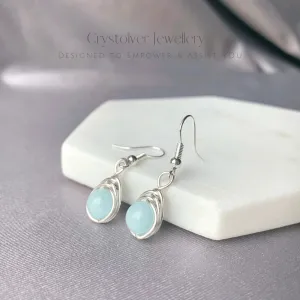 Aquamarine Silver Wire Wrapped Earrings