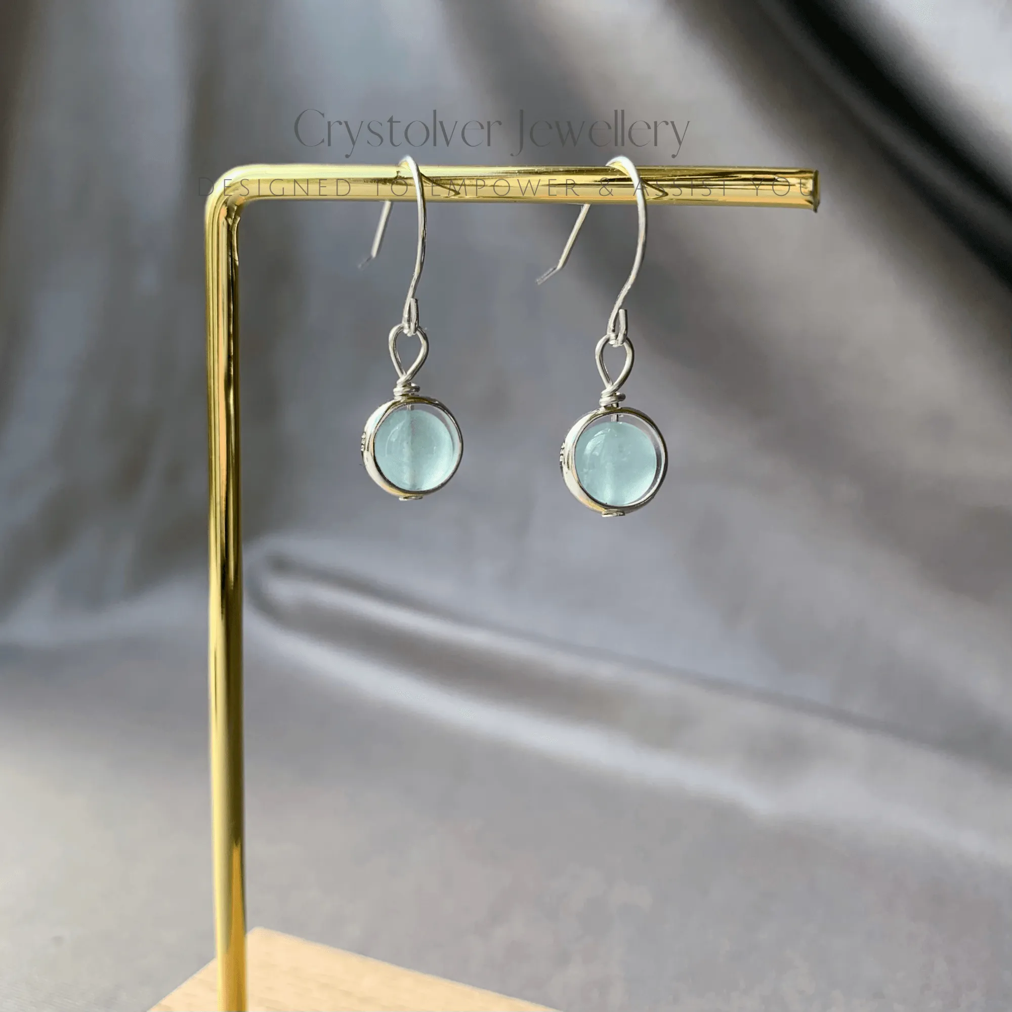 Aquamarine Sterling Silver Hoop Earrings