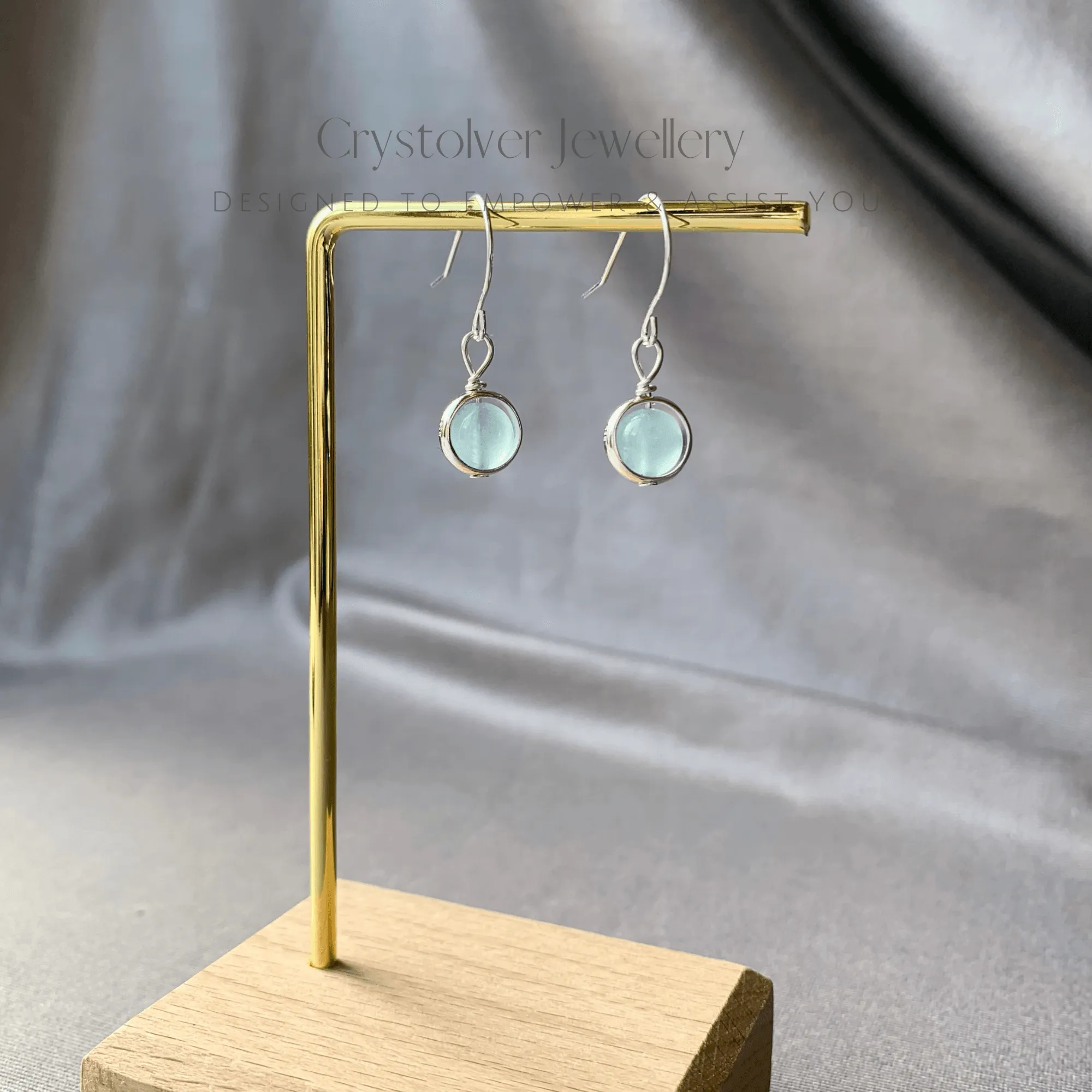 Aquamarine Sterling Silver Hoop Earrings