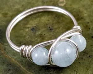 Aquamarine Wire Wrapped Ring 1pc (Custom Sizes)