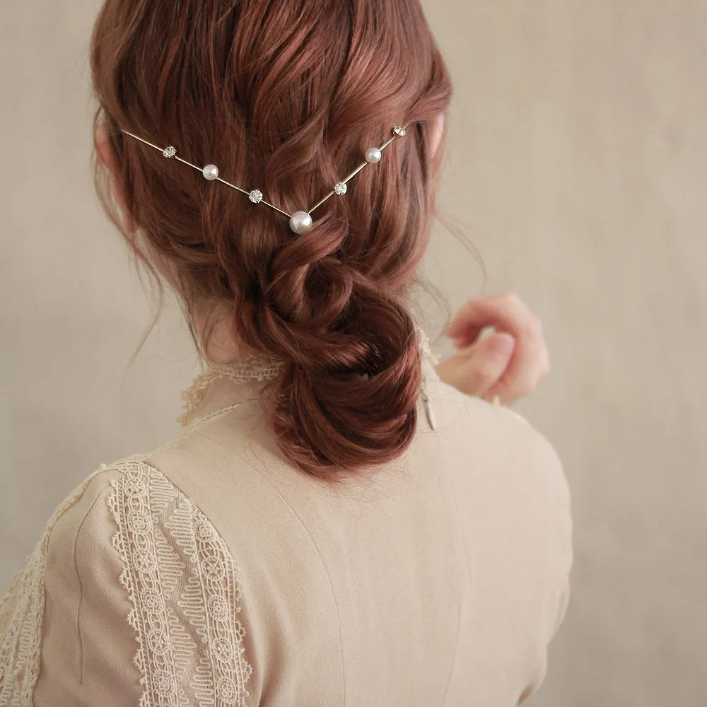 Back Headband with Pearl and Stone