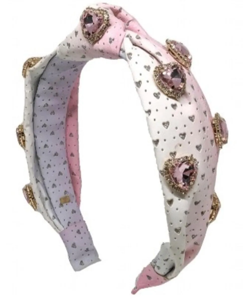 Bari Lynn Heart Rhinestone Embellished Knot Headband - Pastel