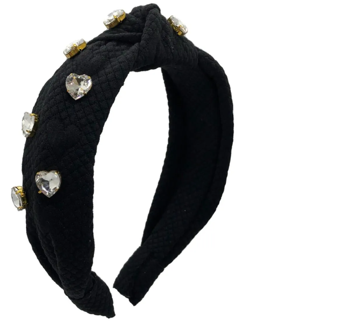 Bari Lynn Quilted Heart Jewel Knot Headband