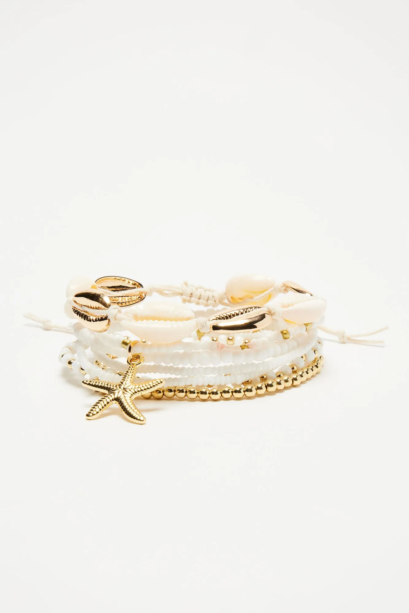 Beach Bar Special 7 Piece Bracelet Set - White/Gold