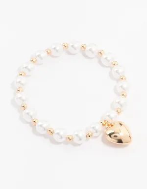 Beaded Pearl Puff Heart Bracelet