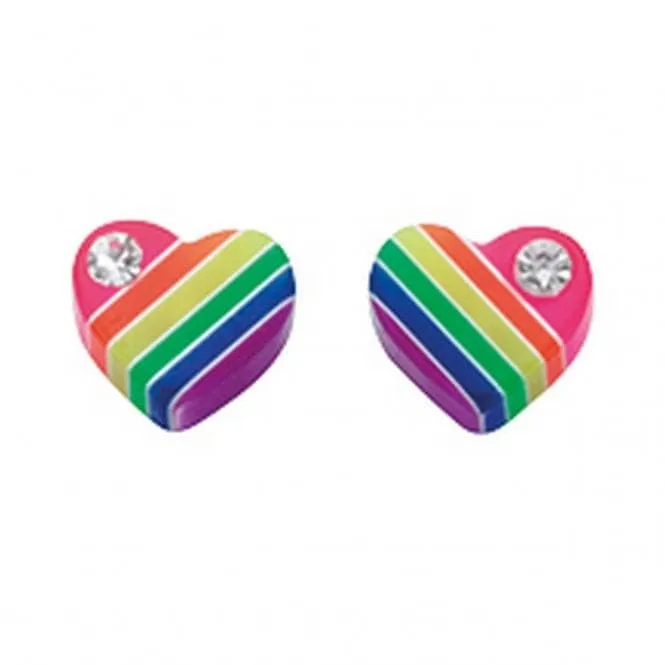 Beginnings 925 Silver Heart Stud Earrings with Multi-Color Accents