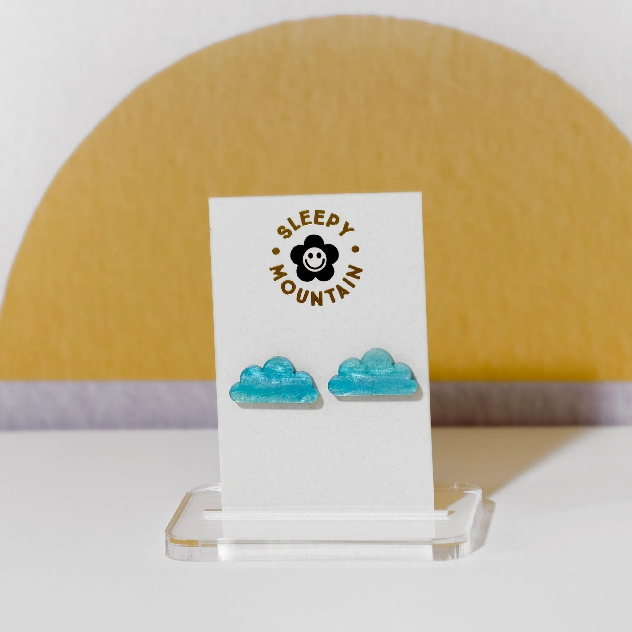 Blue cloud stud earrings