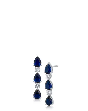 Blue Sapphire CZ Alternating Drop Earrings