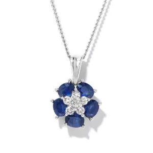 Blue Sapphire Flower Pendant