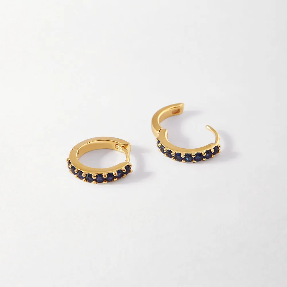 Blue Sapphire Pavé Huggie Earrings